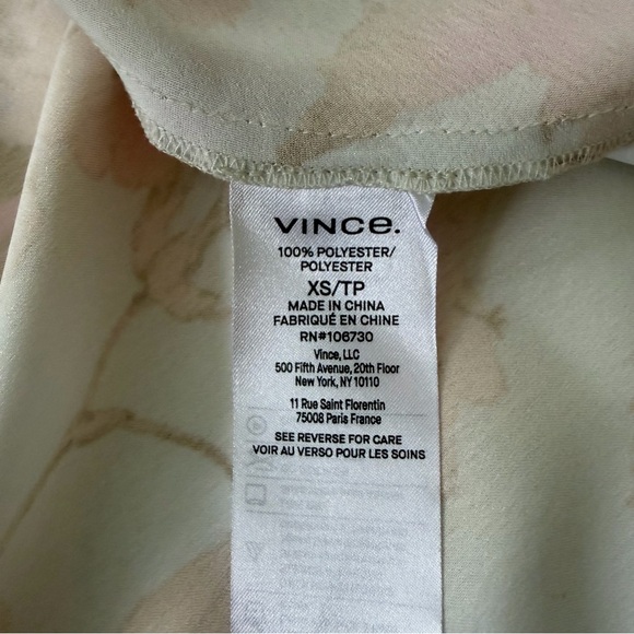Vince Satin Pleated Floral Cap Sleeve Dress - Picture 7 of 7